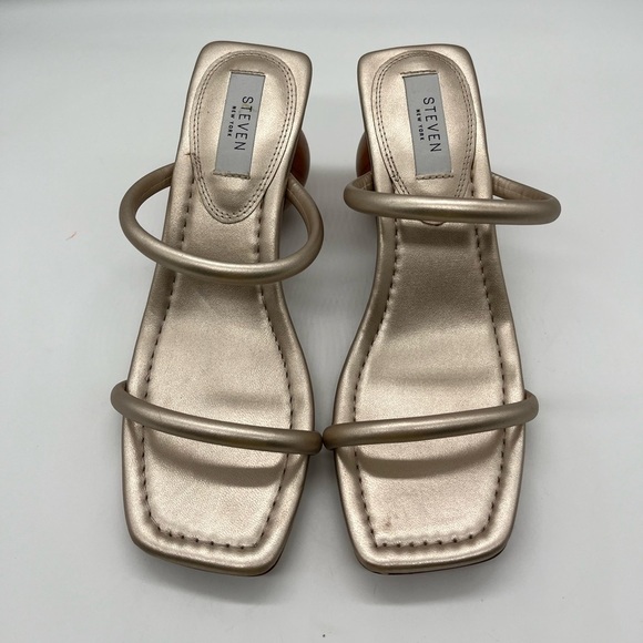 EUC Steve Madden Metallic Heels with Wooden Sphere Heel - Picture 4 of 9